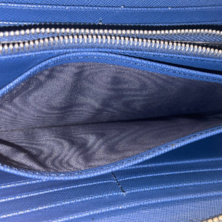 PRADA Blue Saffiano Long Zip Wallet