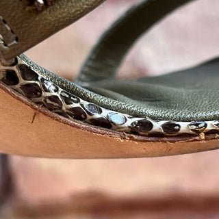 MANOLO BLAHNIK Green Leather Sequin Snake Heels SZ 36.5 (US 6.5)