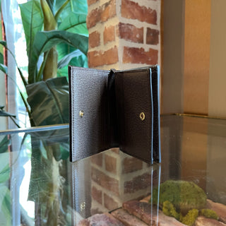 GUCCI Ophidia Brown GG Supreme Monogram Textured Dollar Calfskin Web Card Case