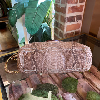 PRADA Pitone Delave Flap Beige Snakeskin Shoulder Bag