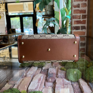 GUCCI Diane Small Brown GG Crystal Bamboo Top Handle
