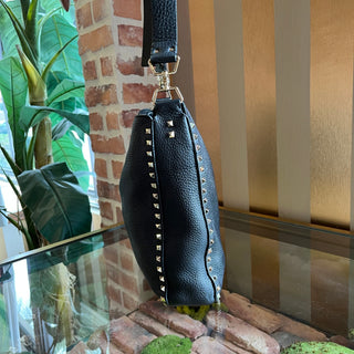 VALENTINO GARAVANI Messenger Black Pebbled Leather Crossbody Bag