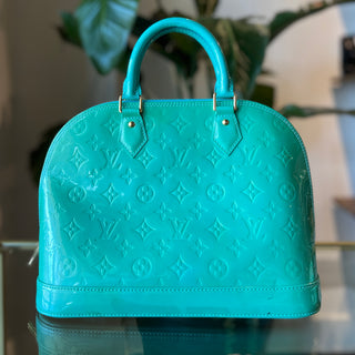 LOUIS VUITTON Monogram Vernis Alma Turquoise PM