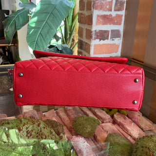 CHANEL Coco Handle Medium Red Caviar Top Handle Bag