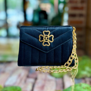 CHANEL Vintage Wristlet Black Satin