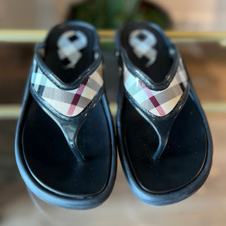 BURBERRY Housecheck Black Rubber Slippers