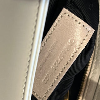 SAINT LAURENT Le 5 A 7 Small White Smooth Calfskin Leather Hobo Bag