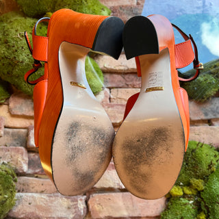 GUCCI Soho GG Orange Leather Platform Heels SZ 40 (US 10)