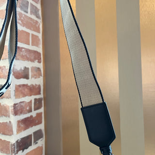 STELLA MCCARTNEY Logo Striped Linen Crossbody