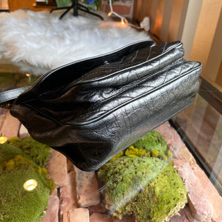 SAINT LAURENT Niki Medium Crackled Calfskin Shoulder Bag