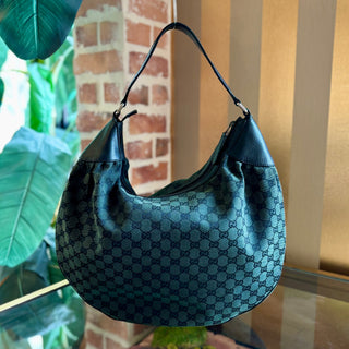 GUCCI GG Green Canvas Hobo