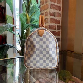 LOUIS VUITTON Speedy 30 Damier Azur Canvas Satchel