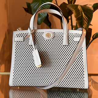 TORY BURCH Robinson Small Perforated Leather Satchel