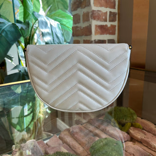 GUCCI Marmont Half Moon Mini White Crossbody