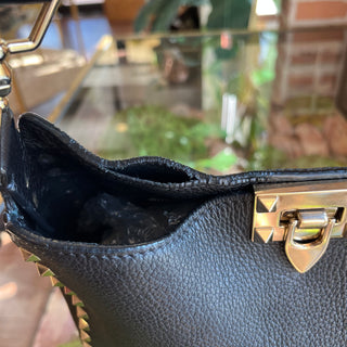 VALENTINO Pebbled Leather Rockstud Flat Crossbody Bag