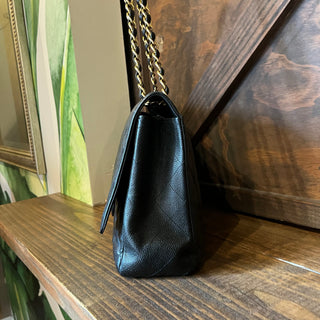 CHANEL Maxi Single Flap Black Caviar Leather Shoulder Bag
