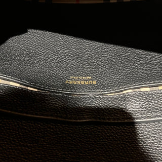 BURBERRY Note Medium Vintage Check Black Leather Crossbody Bag