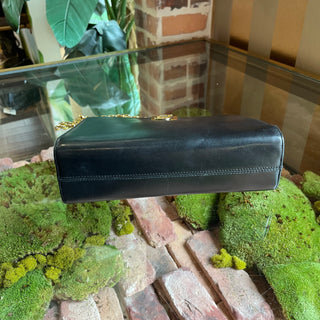 SALVATORE FERRAGAMO Vintage Black Leather Chain Clutch