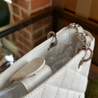 CHANEL Petit Shopping Tote PST White Caviar Quilted Tote