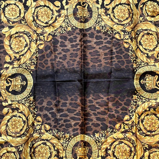 VERSACE Barocco Leopard Print Silk Scarf