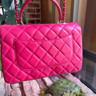CHANEL Pink Quilted Lambskin Leather Medium Trendy CC Top Handle