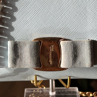 FERRAGAMO Light Blue Ginny Chain Shoulder Bag Medium