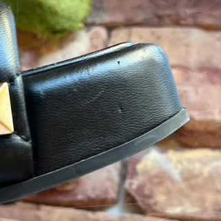 VALENTINO Black Leather Quilted Rockstud Slides SZ 40 (US 10)