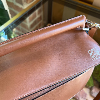 LOEWE Medium Puzzle Brown Classic Calfskin Leather Shoulder Bag