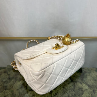 CHANEL White Quilted Mini Pearl Crush Flap Crossbody