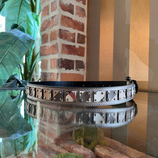 BURBERRY Multicolor Metallic Leather Coated Canvas Nova Check Square Belt 36/90