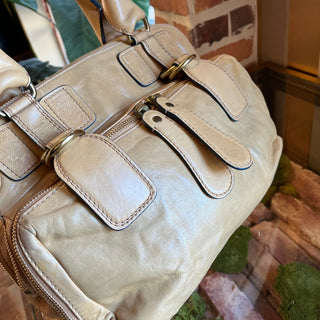 CHLOE Bay Beige Leather Quilted Tote Bag