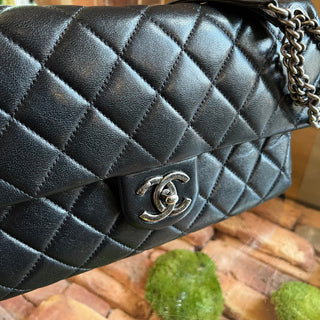 CHANEL Burgundy Rocks Small Flap Black Quilted Sheepskin Leather Shoulder Bag