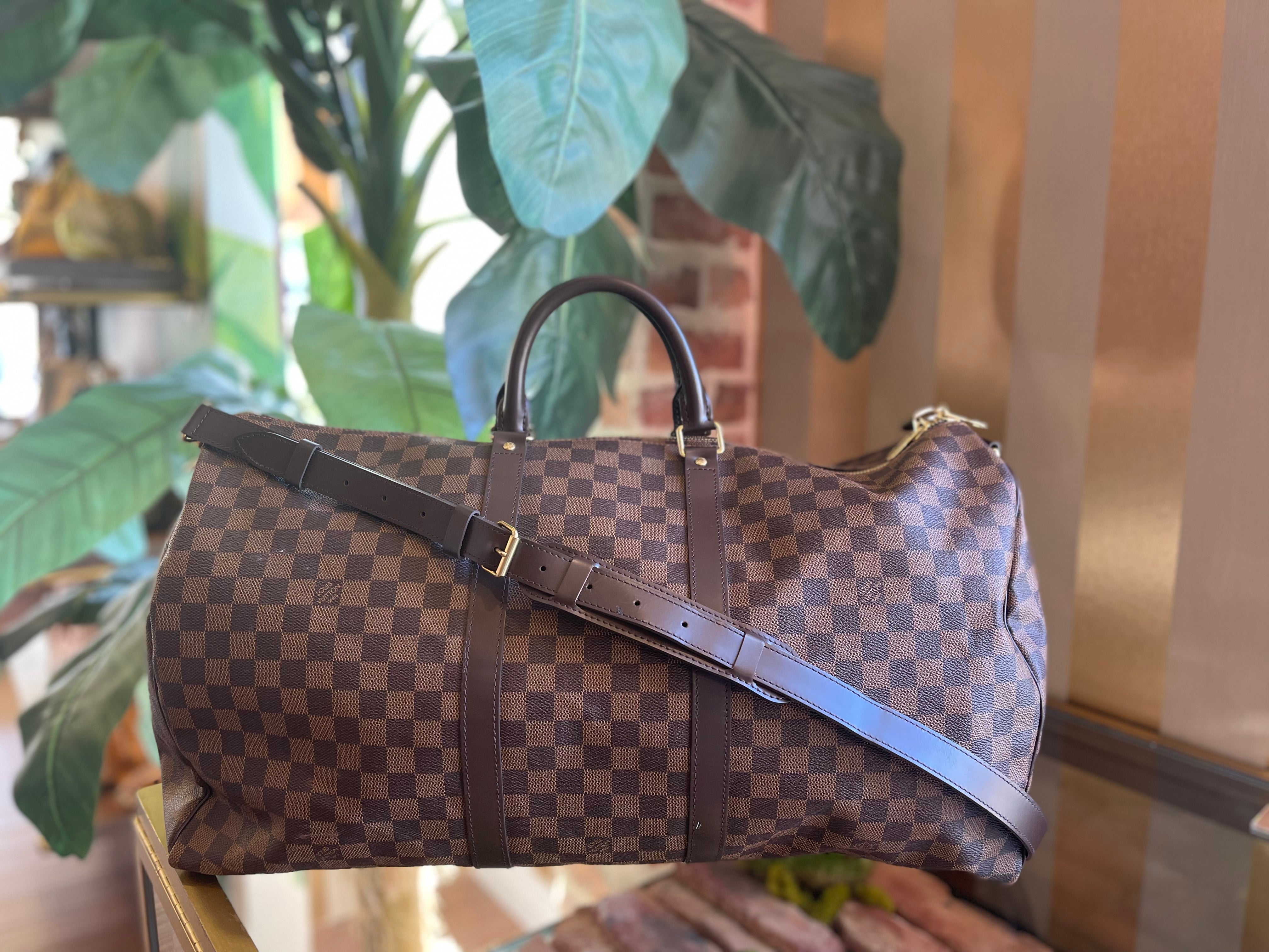 Louis Vuitton Keepall 50 Travel Bag in Ebene Damier Canvas and