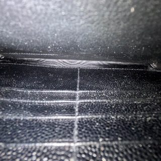 SAINT LAURENT Chevron Cassandra Black Wallet on Chain