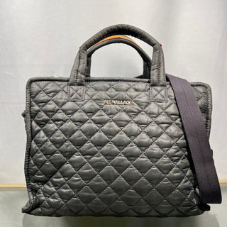 MZ WALLACE Metro Box Medium Magnet Gray Quilted Nylon Tote Bag