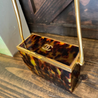 CHANEL Minaudiere Brown Tortoiseshell Acrylic Vintage Crossbody