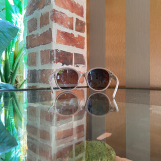 JIMMY CHOO MORE/S NPIEU Studded Beige Acetate Round Eye Sunglasses