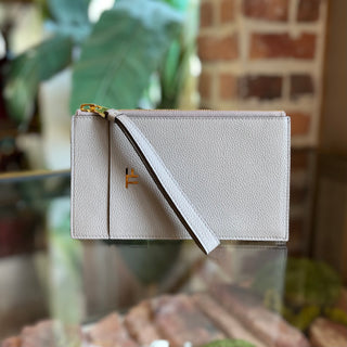 TOM FORD Beige Grained Leather Card Slot Pouch Wallet