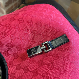 GUCCI Jackie Red GG Monogram Canvas Hobo Bag