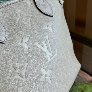 LOUIS VUITTON Neverfull MM Gray Monogram Empreinte Leather Tote Bag