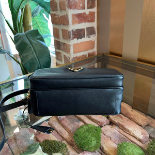 PRADA Double Zip Black Saffiano Leather Camera Bag