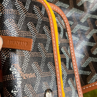 GOYARD Saint Louis PM Black Goyardine Canvas Chevroches Calfskin Tote