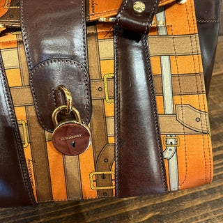 BURBERRY Orange Scarf Print Tote Bag