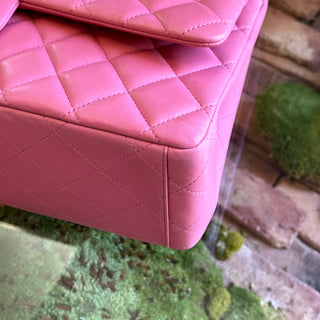 CHANEL Maxi Double Flap Pink Calfskin Leather Shoulder Bag
