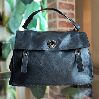 SAINT LAURENT Muse Black Leather Tote Bag