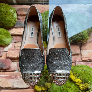 MIU MIU Silver Sequin Flats SZ 36 (US 6)