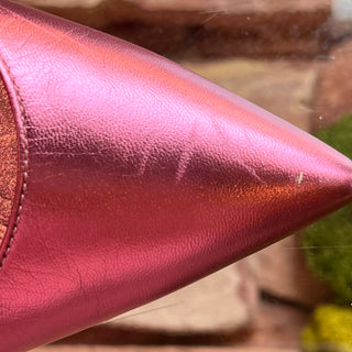 LOUBOUTIN Hot Chick Pink Metallic Leather Heels SZ 38.5 (US 8.5)