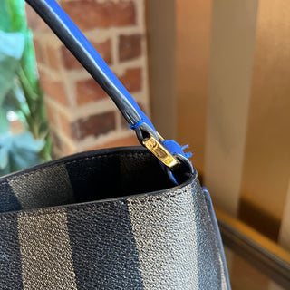 FENDI Pequin Stripe Coated Canvas Hobo Bag