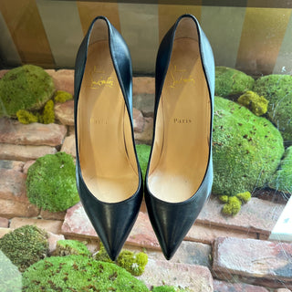 CHRISTIAN LOUBOUTIN La Pigalle Black Shiny Nappa Calf Leather Heels SZ38.5(8.5US)