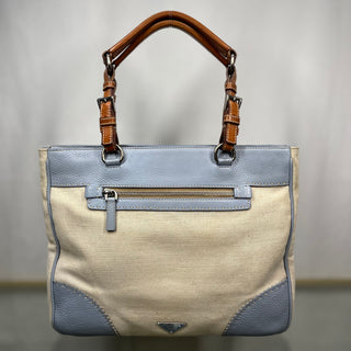 PRADA Canvas Blue/ Cream Tote